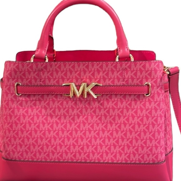 MICHAEL KORS 
Reed Large Graphic Logo Belted Satchel
Electric Pink 
NWT - Picture 3 of 10